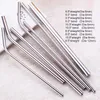 50pcs Stainless Steel 8.5" 10.5" Straight bend Drinking Straw dia 6mm 8mm 12mm Straws Metal Bar Family kitchen