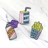 3Pcs Lovely Cartoon Brooch Pins Cute Lapel Pins Enamel Brooches Set French Fries Milk Box Spray Denim Jacket Badge Jewelry Accessories