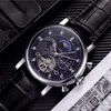 Varumärkesdesigner Mens Watches Fashion Mechanical Automatic Luxury Watch Leather Strap Diamond DayDate Moon Fas Movement Arms Wisches for Men