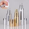 15ml 30ml 50ml gold silver Refinement airless vacuum pump lotion bottles used for Cosmetic packing fast shipping F2017818