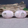 10st Portable Natural Pink Rose Quartz Crystal Ovala Palm Pocket Healing Rock Massage Spa Energy Stone Rökning Rör Tumbled GEM Tobaksrör