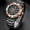 OCYSA Luxury Mens Caesar PVD Black Fashion Man Quartz Movement Chronograph Waterproof Sport Man Designer Watches armbandsur Wat8815127
