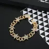 Neue personalisierte Herren Bling Diamond Pentagramm Star Cuban Link Chain Armband Gold Silber Armband Hip Hop Rapper Schmuck Geschenke für Männer