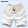 short en lin blanc pour homme