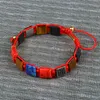 Ny design män armband mix färger 10x10mm naturlig fyrkant sten pärlor svart cz macrame armband grossist 10st / mycket högsta kvalitet