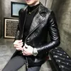 Spring Leather Jackets Mens Black Fashion Designer Leather Jackets Mens Slim Fit Club Outfit Biker Jacket Coat