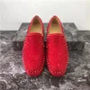 hococal 2020 남성 여성 캐주얼 신발 디자이너 빨간 바지 박힌 스파이크 패션 내부자 스니커즈 레드 가죽 낮은 부츠