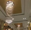 Moderne européen Duplex LED K9 cristal longues lampes suspendues salon lumières lustre rond spirale villas escalier lustres