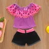 Baby Girl Outfits Watermelon Balls Tops Denim Shorts 2PCS Sets Cartoon Girls Clothes Set Summer Kids Clothing Free Shipping DHW3257