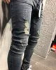 Herrjeans Herr Cool Designer Penna Skinny Ripped Destroyed Stretch Slim Fit Hopbyxor med hål för män