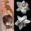 Pince à cheveux fleur orchidée léopard, épingles à cheveux de beauté, Barrette, décoration de mariage, accessoires pour cheveux, vêtements de plage