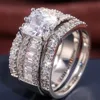 Taille 6-10 Choucong Bijoux de luxe Sparkling 925 Sterling SilverGold Fill Princess Cut White Topaz CZ Diamond Gemstones Femmes Bague de mariage