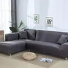 Grå färg Elastisk soffa LoveSeat Cover Sofa Skydd för vardagsrum sektionsfiske fåtölj