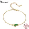 Wholesale-Silver Green Plant Bud Green Rose Gold Color Chain Bracelets for Women Fine Jewelry Anniversary birthday Gift