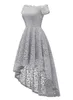 Ny ankomst landstil av axel Hi-Lo Short Sleeve Formell Cocktail Dress Beach Main of Honor Dress for Wedding Party Prom