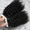 kinky curly Tape In Human Hair Extensions 100g unprocessed brazilian curly virgin hair skin weft tape hair extensions