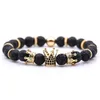 Designer Luxe Natuurlijke vulkanische rots Handgemaakte kralen Bracelet ingelegde zirkoon Kroon mode Braam armbanden sieraden vrouwen mannen heren armbanden