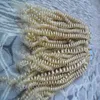 blonde mongolian kinky curly hair 100g loose curly tape in human hair extensions 40pcs Skin Weft hair extension3691566