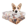 Mjukt hundbädd med söta tassrycker för Kennels Reversible Fleece Crate Pet Mat Machine Tvättbara filtar