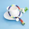 Tassel Charms Bangles Key Buckle PU Leather Wrap Wristbands Keys Chain Multi Colors Bracelet Ring RRA2118