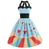 Árvore de natal do vintage dress boneco de neve mulheres robe 50 s 60 s rockabilly balanço pinup vestido patchwork elegante festa vestido sem mangas ljja3059