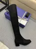 Classic European Style Woman Shoes, Ladies'shoes, High Boots, Sexiga Stövlar Stitching Low Heel Real Leather Sexy Boots, Huahui