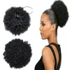 Afro Kinky Curly Human Hair Ponytail med justerbar dragsko billig 100 Human Hair Clip in Extensions Natural Color 6 Inch1305474