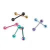 7pcs Plated Stainless Steel Mixed Colors Tounge Rings Piercing Body Jewelry