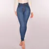 Frauen Frühling Elastische ButtoPlus Lose Loch Denim Casual Kleine Füße Geerntete Jeans Stretch Hohe Taille Gerade-Breasted Jeans