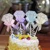 케이크 깃발 생일 카드 삽입 결혼식 디저트 테이블 파티 장식 다이아몬드 패턴 Bowknot 특수 용지 핫 판매 1 2lhC1