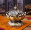 Alloy Hollow Cover Aromatherapy Furnace Lotus Shaped Incense Burners Double Dragon Ear Treasures Fill The Home Censers