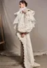 Modest Ashi Studio A Line Prom Dress Collo alto Manica lunga Applique Hi Lo Party Dress Sweep Train robes de soir￩e