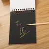 Note à gratter carton noir créatif bricolage dessiner des notes de croquis pour enfants jouet cahier coloriage dessin carnet de notes fournitures C5659