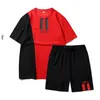 Patchwork Men Tracksuit Set T Shirt Sommar Två Pieces Sporting Track Suit Male Set Printed Tee Tops Shorts Set Mens Track Suit