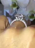 Rulalei 3ct Vintage Mode Smycken 925 Sterling Silver Princess Cut White Topaz CZ Diamond Gemstones Promise Women Wedding Bridal Ring Gift