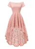 Ny ankomst landstil av axel Hi-Lo Short Sleeve Formell Cocktail Dress Beach Main of Honor Dress for Wedding Party Prom