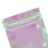 Sacos 100 pçs sacos iridescentes bolsas cosméticos iridescentes sacos holográficos maquiagem folha de alumínio holograma zíper novo