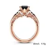Fashion Punk Ring 18k Rose Gold Square Diamond Ring Ladies Europe And America Luxury Black Diamond Engagement Party Jewelry Size 5286A