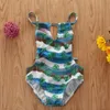 Kids Swimwear Baby Girls Floral Printed Bikini One-Pieces Summer Fashion Suspender Backless Swimsuit Children Frenulum Bathing Suit BYP712