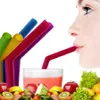 Silicone Drinking Straws 25cm Reusable Flexible Straws with Cleaning Brushes Bar Party Straws Sets 8pcs/set OOA8030