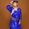 Mongolie vêtements mâle à manches longues national bleu Robe adulte mongol Robe prairie festival scène porter pour hommes costume ethnique oriental