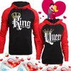 Mujeres amantes de las mujeres con capucha Casual King reina Crown Crown Pocket Hoody Slim Sweatshirt Pareja cálida capucha Pullovers Abrigo