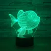 Billiga fisk 3D LED Night Light 7 Färg Touch Switch LED Lights Plast Lampshape 3D USB Powered Night Light Atmosphere Novelty Lighting