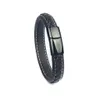 Wholesale Black Genuine Leather Bangle Bracelet Stainless Steel Magnetic Buckle Clasps Bracelets Men And Women Gift Jewelry