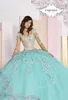 Classy Ball Gown Quinceanera Dresses V Neck Appliqued Lace Sweet 16 Dress Custom Made Tulle Sweep Train Luxury Masquerade Gowns