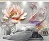 カスタム3Dステレオ水彩の花、バラ、ダイヤモンド写真壁紙背景壁紙壁画ダイニングルームテレビ壁画
