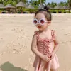 2020 Nya Baby Girls Badkläder Barn Ruffle Slinga Baddräkt Sommar Söt Barn Spa One-Pieces Swimsuits C6237