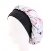 Women Wide Band Satin Bonnet Soft Satin Night Sleep Hat Hårlock Dam Ladies Turban Blomma Tryckt Hår Styling Verktyg Dusch Badning