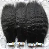 A fita de Remy de Yaki grossa no cabelo humano estima 80 pcs fita reta Kinky na extensão humana do cabelo Doubos o cabelo adesivo do cabelo do cabelo 200g