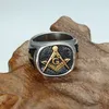 MAN039S SEAL Ring Roestvrij staal Mason Signet Ring Vrijmetselaar aan Men Bague Band Silver Rings Anillo Masonic Ring8168261